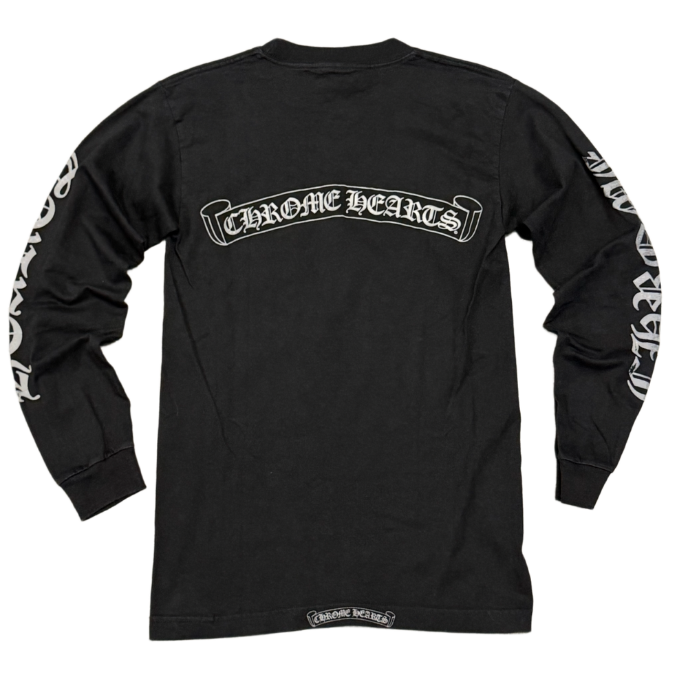 Chrome Hearts 'Glow in the Dark Vertical Scroll' Black Vintage Longsleeve Pocket Tee