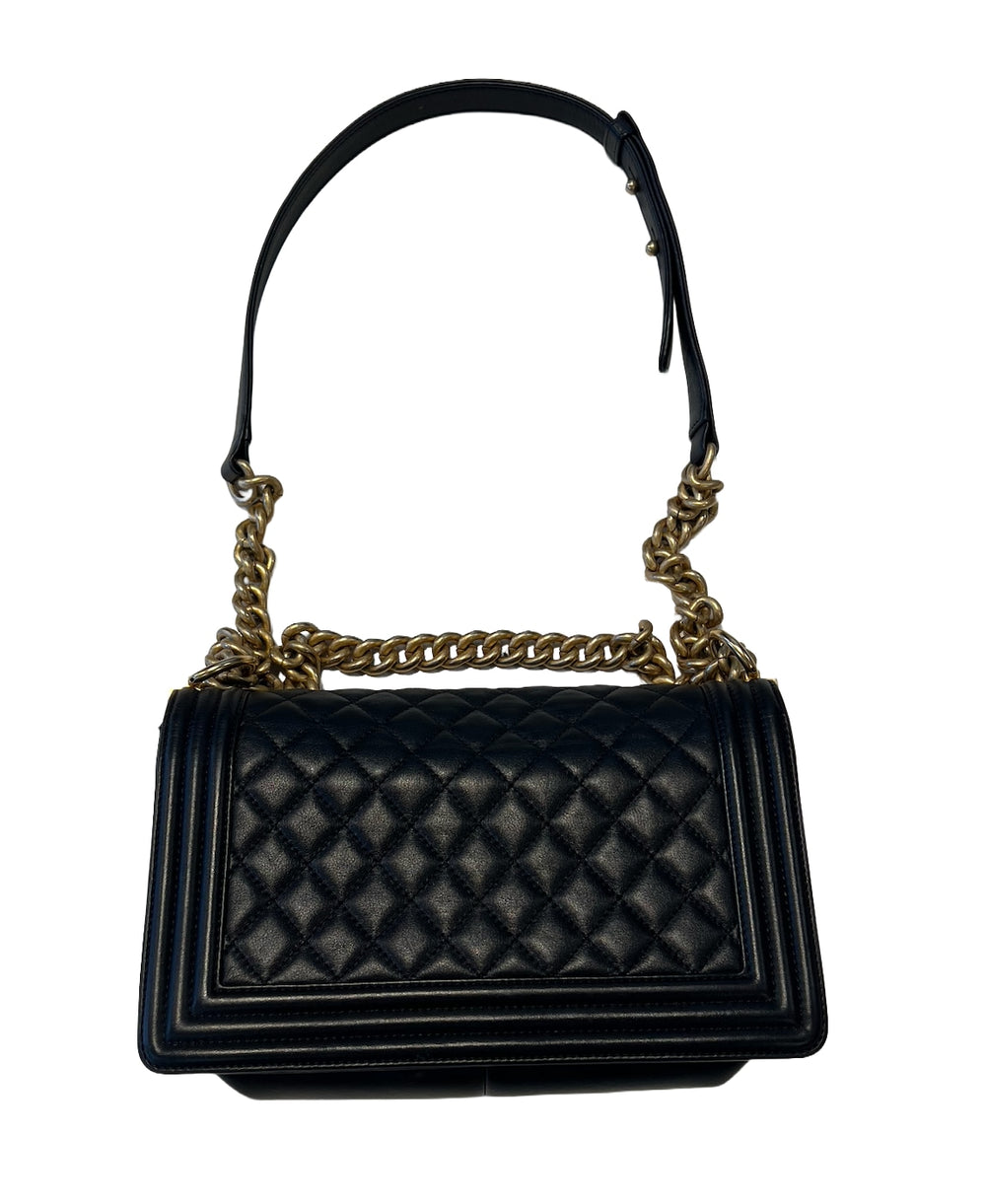 Chanel 'Black' Lamb Skin Medium Boy Bag