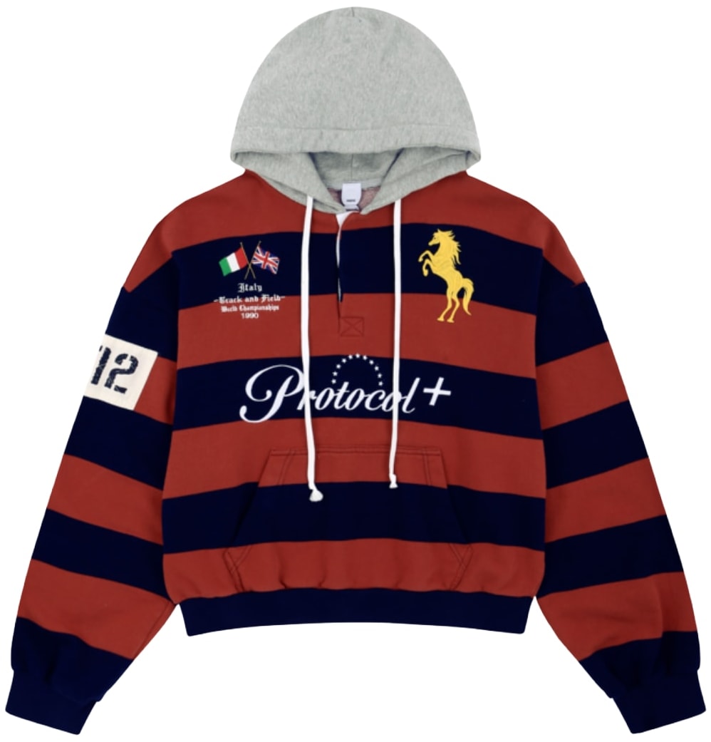 Protocol Index 'Red' Stripe Polo Hoodie