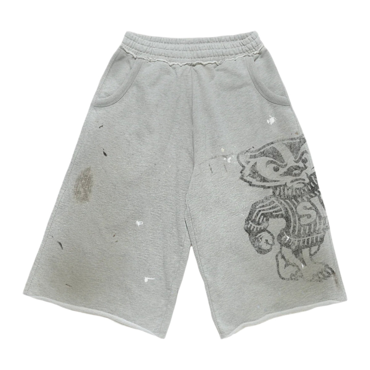 Saint Vanity 'Black Badgers' Distressed Long Sweatshorts 