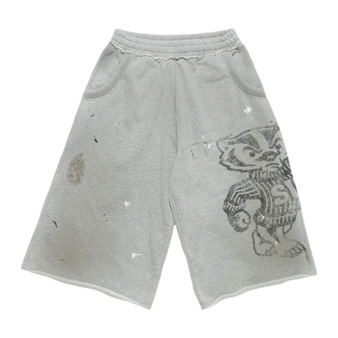 Saint Vanity 'Black Badgers' Distressed Long Sweatshorts 