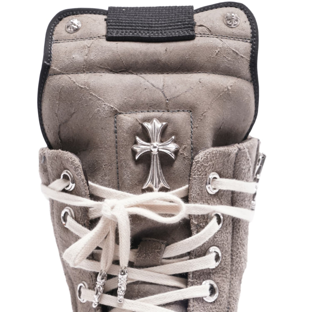 Chrome Hearts x Rick Owens 'Grey' Suede Geobasket Sneakers