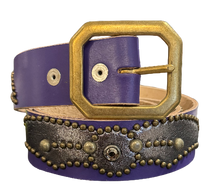 Studded 'Silver Chrome Leather/ Spider Gem' Purple Belt