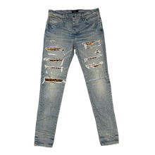 Amiri 'Leopard Thrasher Blue' Skinny Jeans