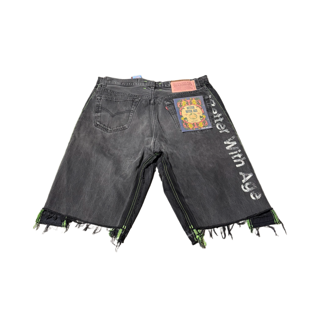 Better With Age 'Black' Washed Triple Wide Jean Shorts