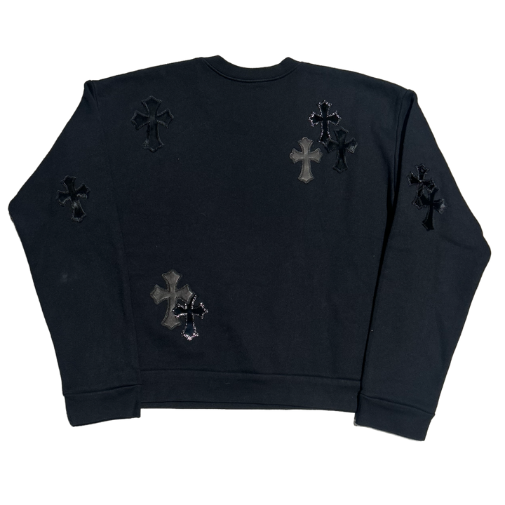 Chrome Hearts 'Cross Pony Patent Leather Patch' Black Crewneck