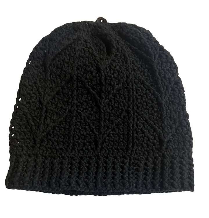 Chrome Hearts 'Leather Cross' Black Knit Beanie