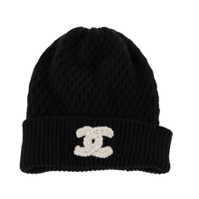 Chanel 'White CC' Knit Cashmere Black Beanie