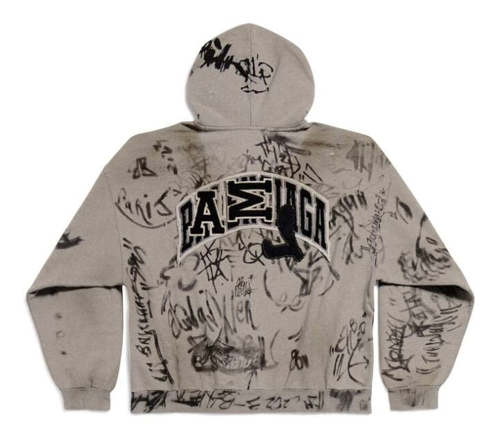 Balenciaga 'Grey' Skater Zip Up Hoodie