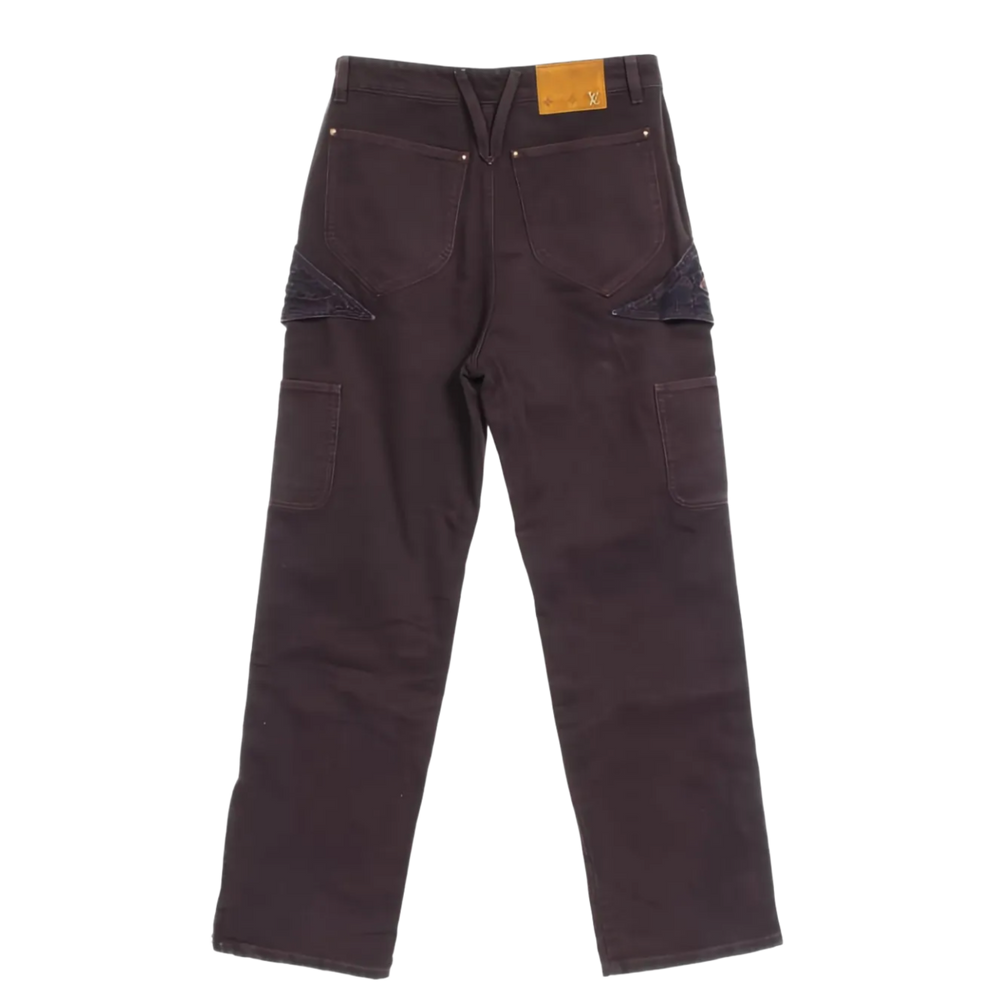 Louis Vuitton 'Embroidered Burgundy Flower' Monogram Jeans