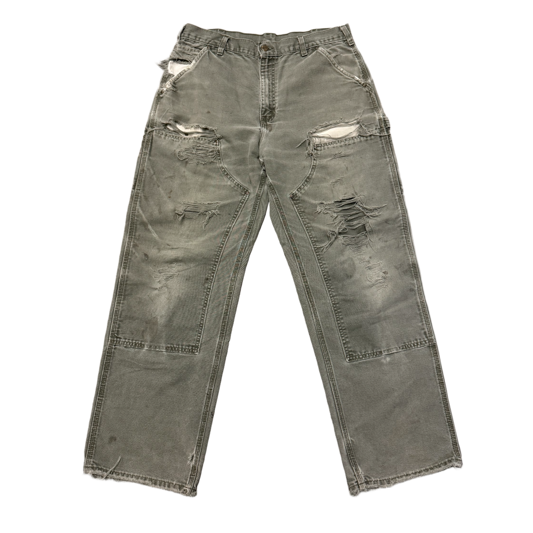 Carhartt 'Olive' Painted and Distressed Carpenter Pants