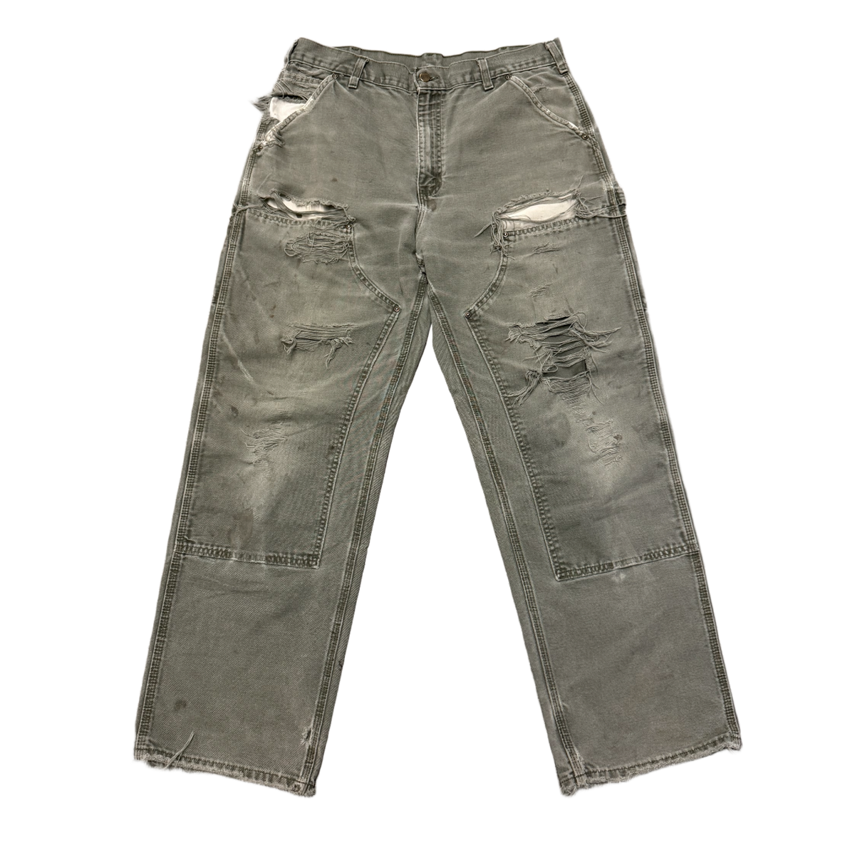Carhartt 'Olive' Painted and Distressed Carpenter Pants