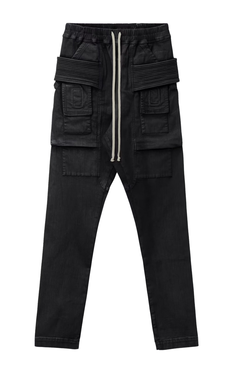 Rick Owens DRKSHDW 'Black' Creatch Cargo Waxed Pants