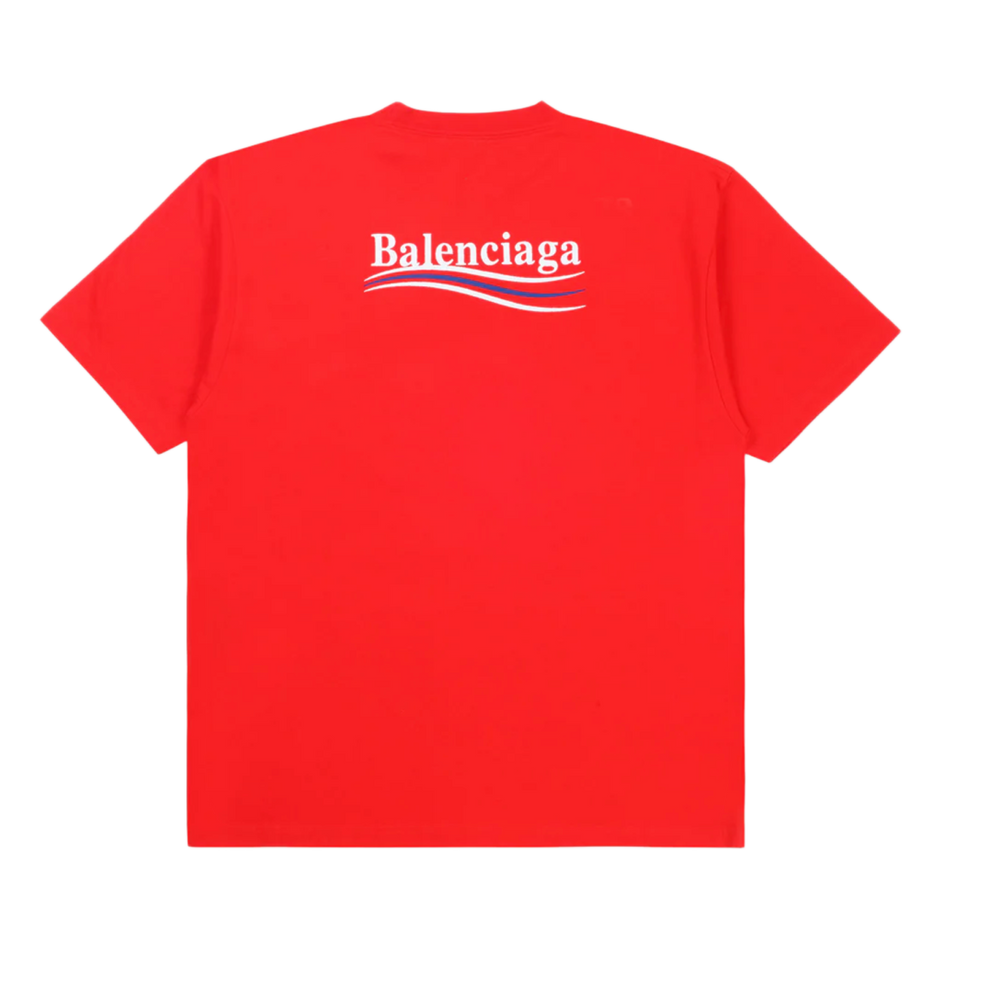 Balenciaga 'Red Political Campaign' Embroidered Logo Tee