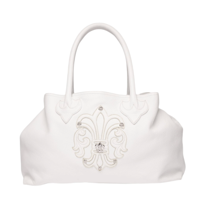 Chrome Hearts Fleur Patch White Leather Tote Bag