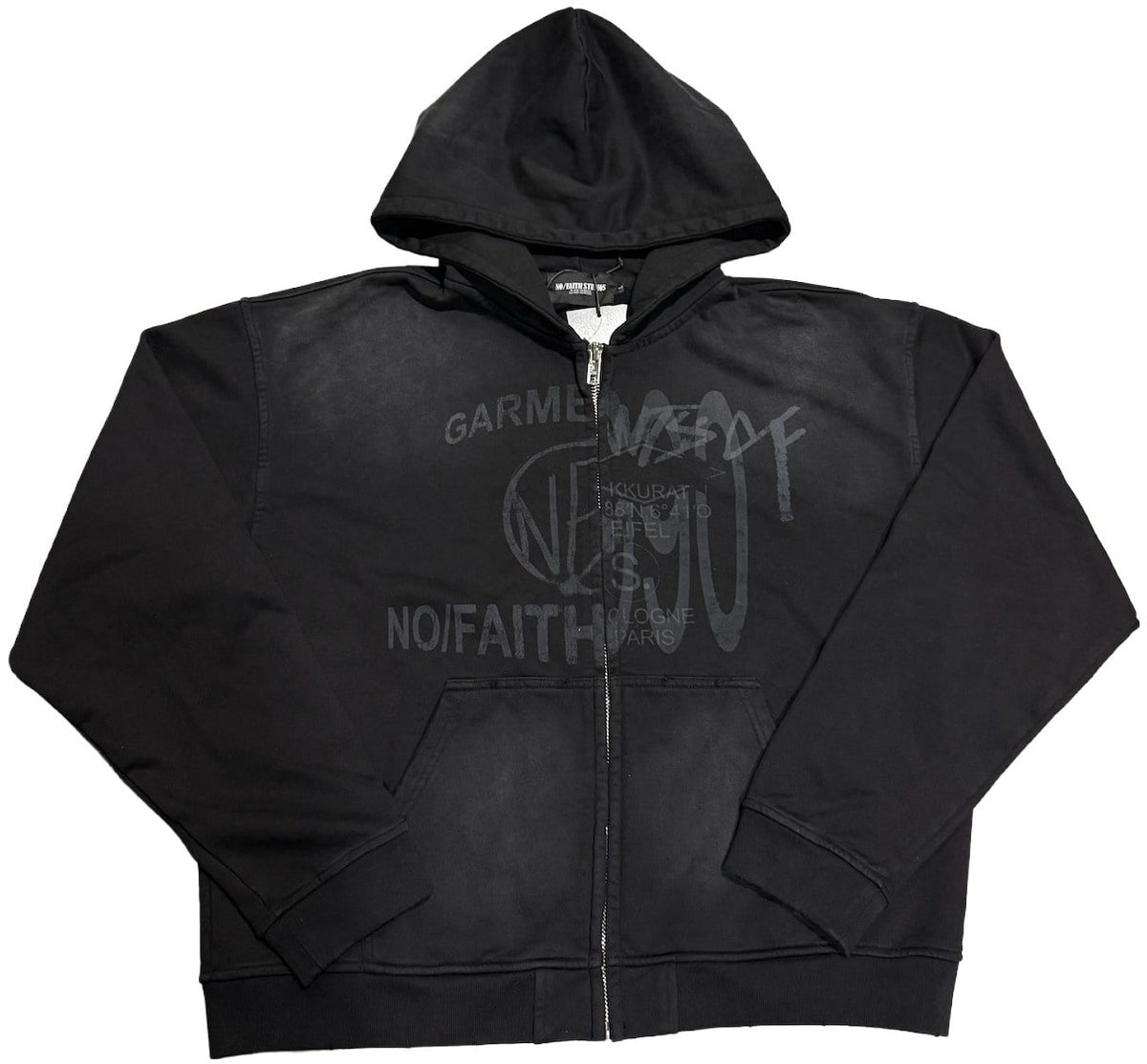 No Faith Studios 'Black' Split Zip Up Hoodie