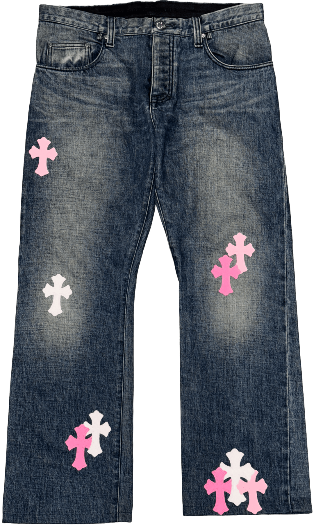 Chrome Hearts 'Pink Patch' Indigo Wash Jeans