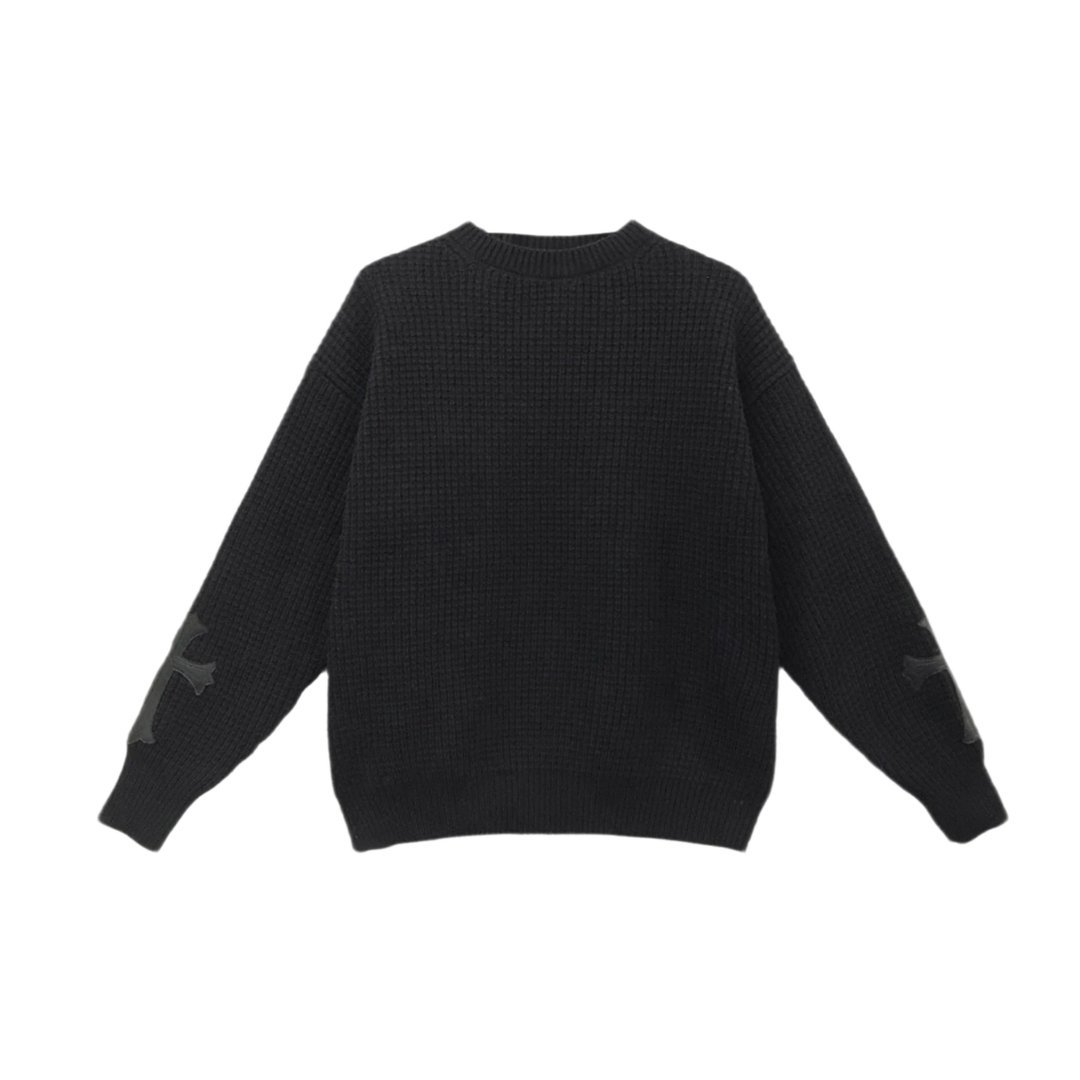 Chrome Hearts 'Black' Leather Patch Cashmere Sweater