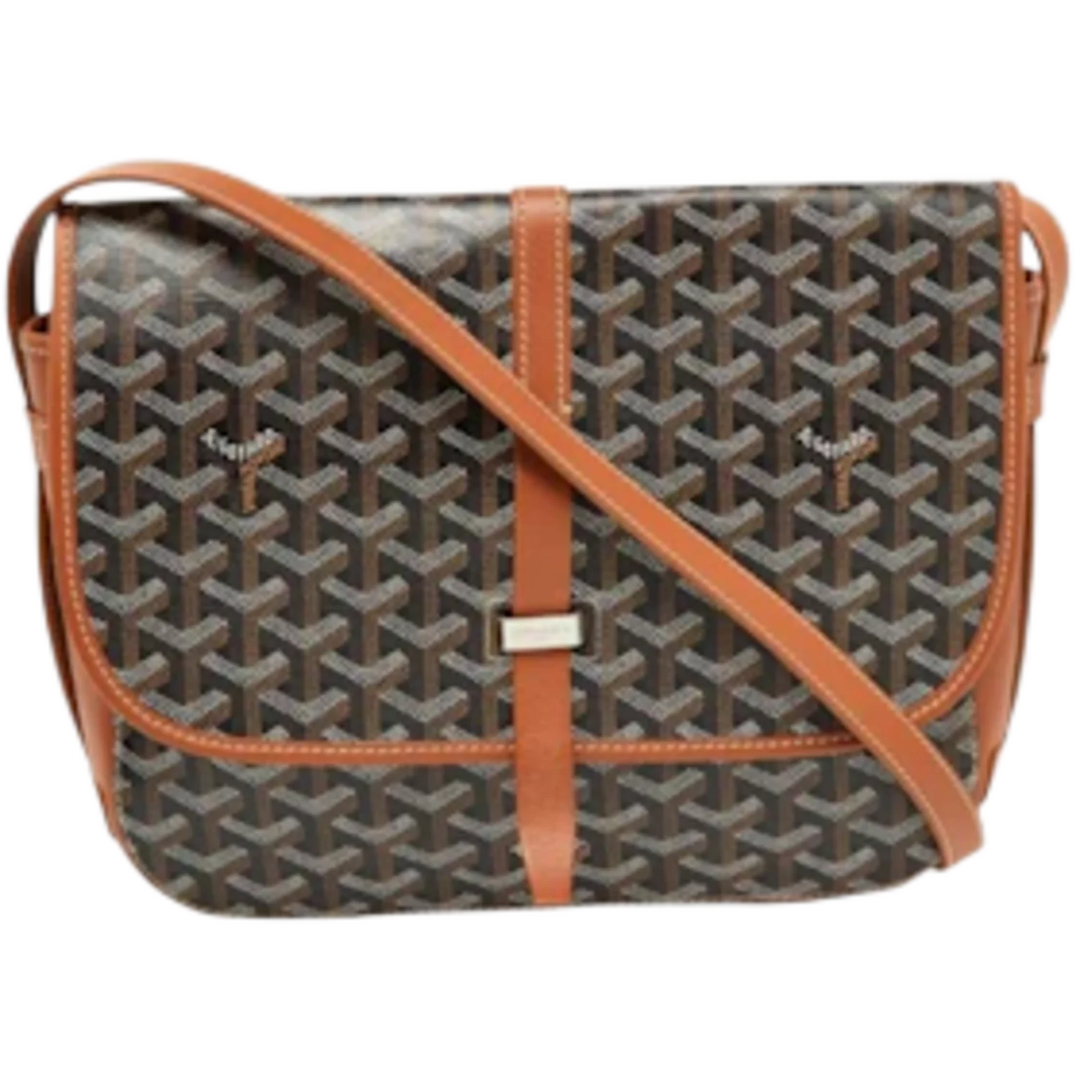 Goyard Belvedere Messenger Goyardine MM Black Tan
