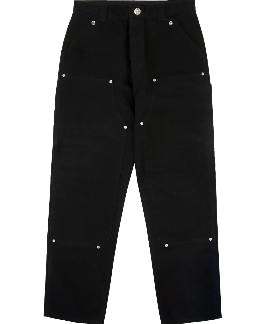 Chrome Hearts 'Black' Double Knee Carpenter Silver Hardware Pants