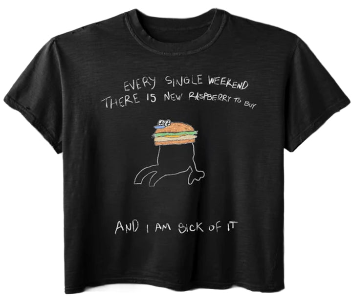 Gold+Vintage Raspberry Hills 'Burger' Black Tee