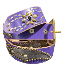 Studded 'Silver Chrome Wing/ Spider Gem' Purple Belt