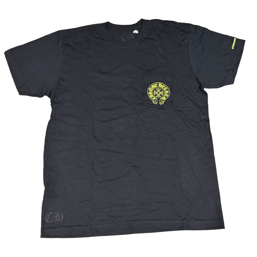 Chrome Hearts 'Neon Horseshoe Logo' Black Pocket Tee