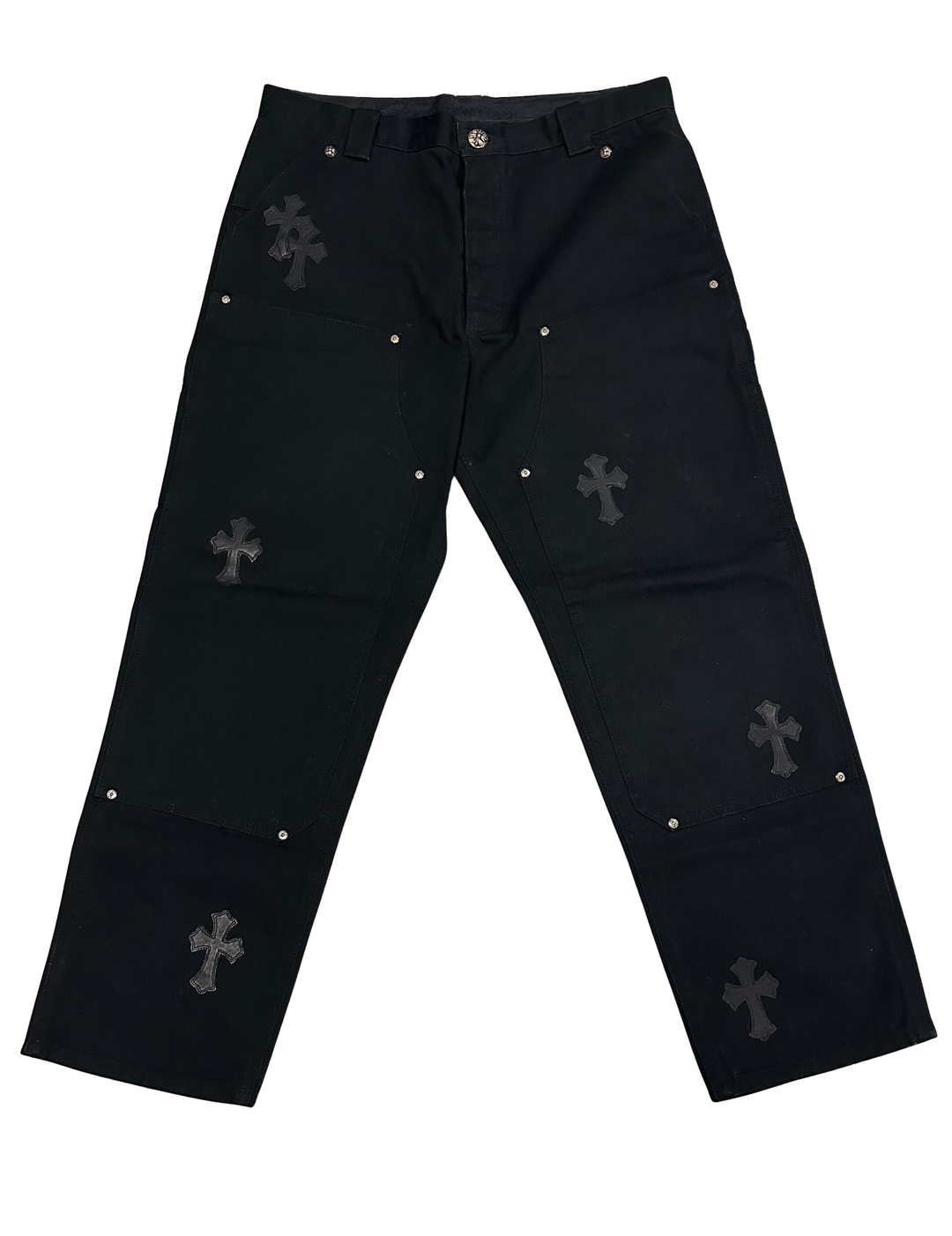 Chrome Hearts 'Double Knee' Black Patch Carpenter Pants