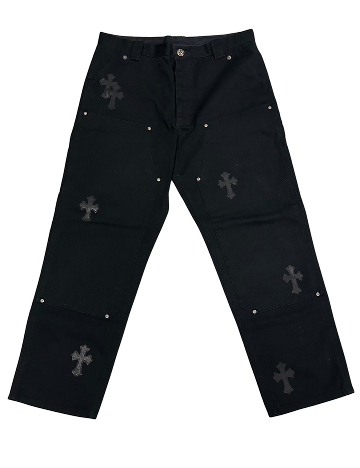 Chrome Hearts 'Double Knee' Black Patch Carpenter Pants