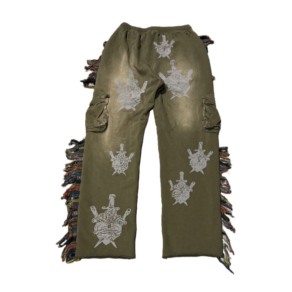 Alchemist 'Olive' Heart And Dagger Fringe Sweatpants