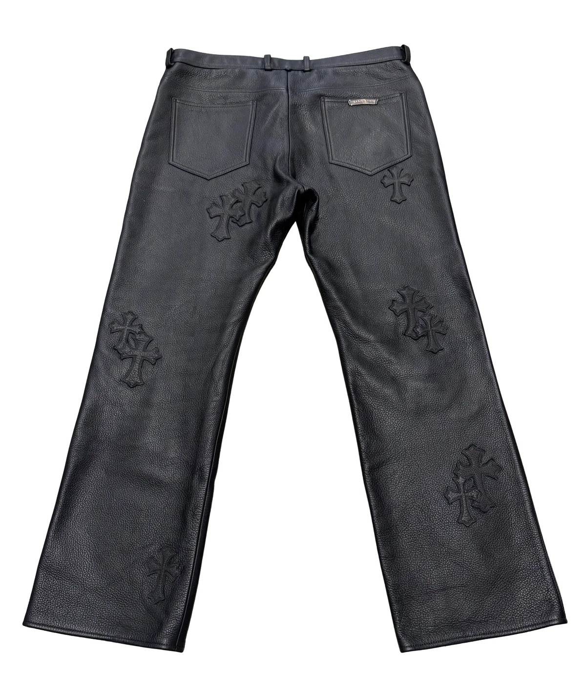 Chrome Hearts '20 Patch' Black Leather Pants