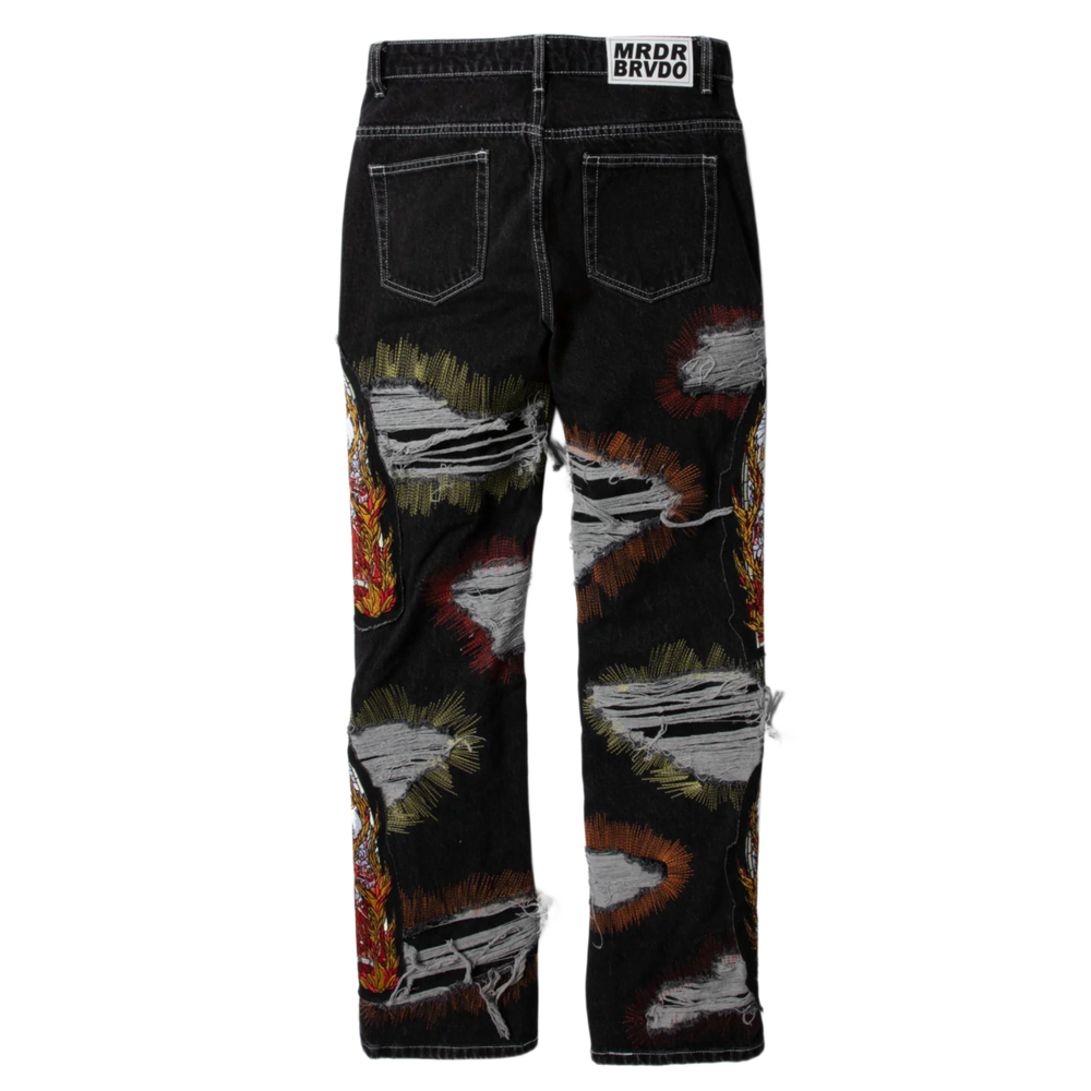 Who Decides War 'Black' All Over Embroidered Jeans
