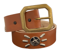 Studded 'Brown Scale Silver Star Spider Gem' Brown Belt