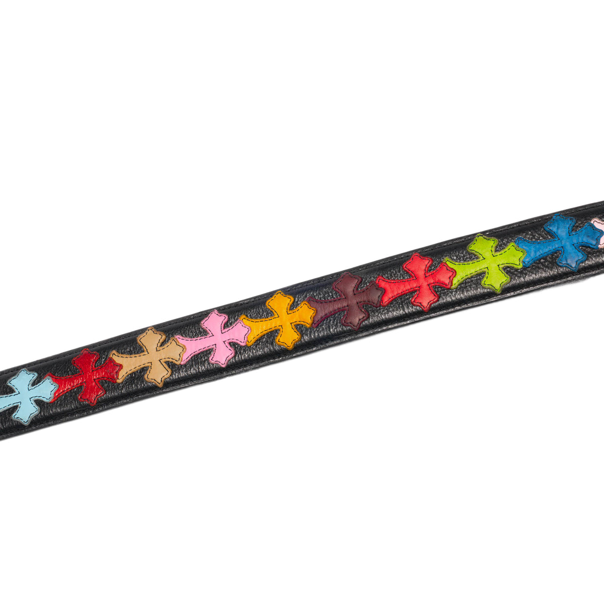 Chrome Hearts 'Multicolor' Cemetery Cross Patch Leather Belt Strap