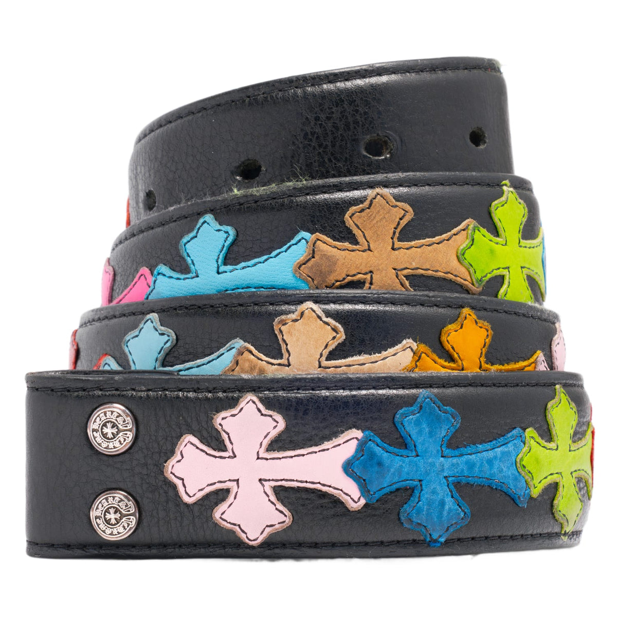 Chrome Hearts 'Multicolor' Cemetery Cross Patch Leather Belt Strap