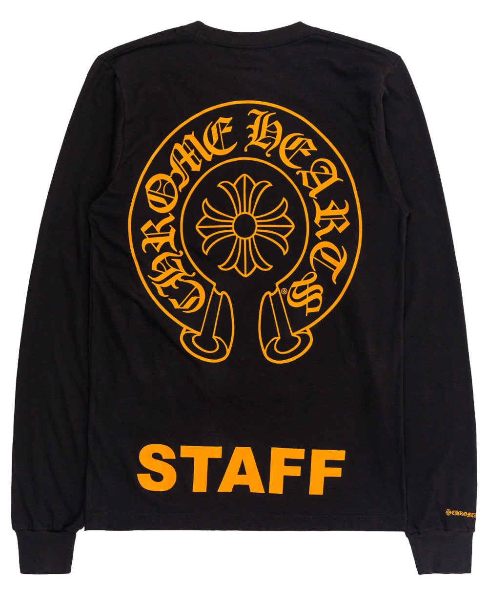 Chrome Hearts 'Staff' Orange Horseshoe Logo Longsleeve Tee