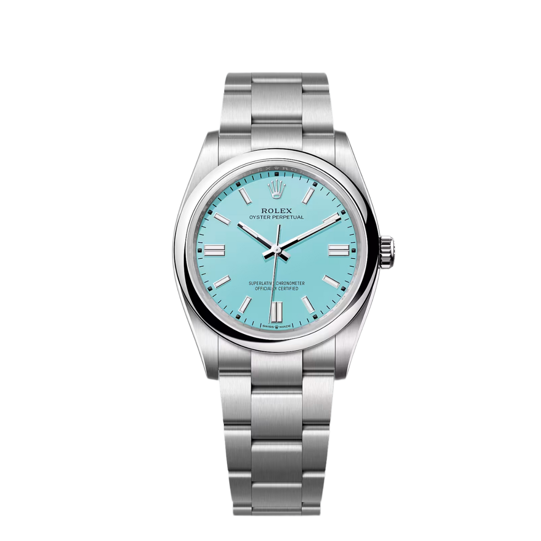 Rolex Oyster Perpetual 36 126000 Stainless Steel Turquoise Blue Dial 2021