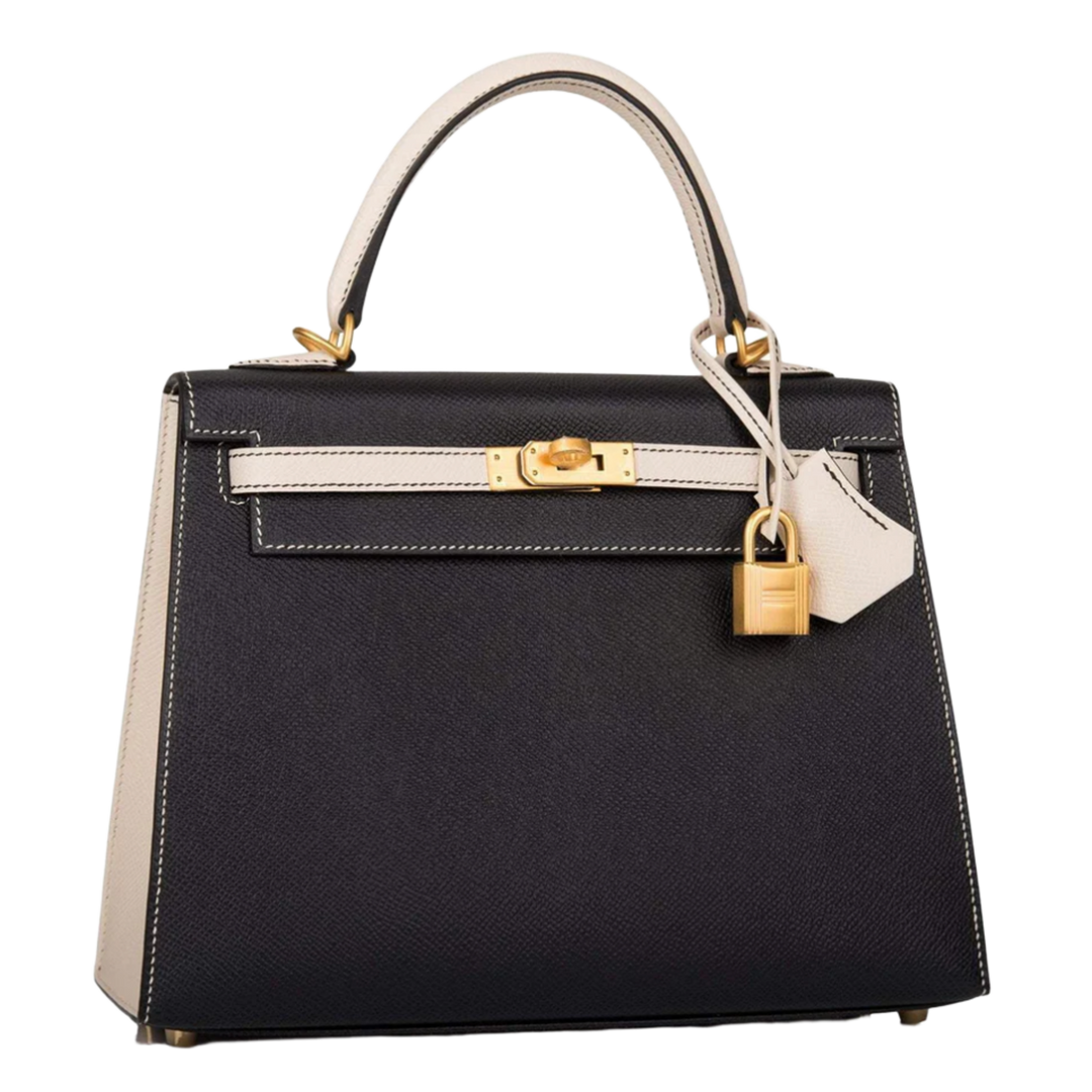 Hermès 'Black & Craie' Epsom Kelly Sellier 25 Bag