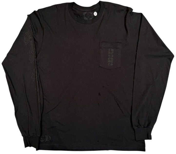 Chrome Hearts 'Black' Miami Exclusive Cemetery Vertical Logo Longsleeve Tee