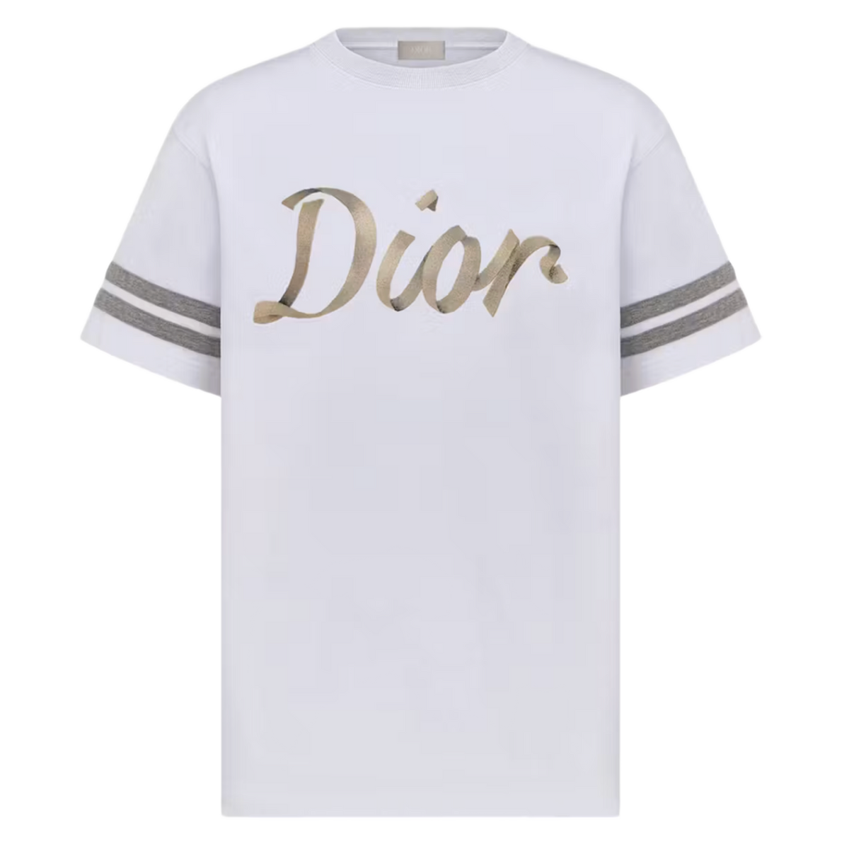 Dior 'Metallic Ribbon Logo' White Tee