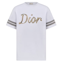 Dior 'Metallic Ribbon Logo' White Tee
