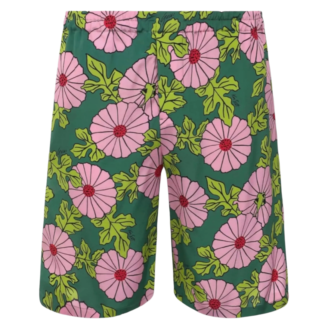 Gucci 'Green/Pink' Floral Silk Shorts