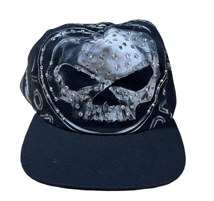 Bossi 'Black and White Skull' Rhinestone Snapback Hat