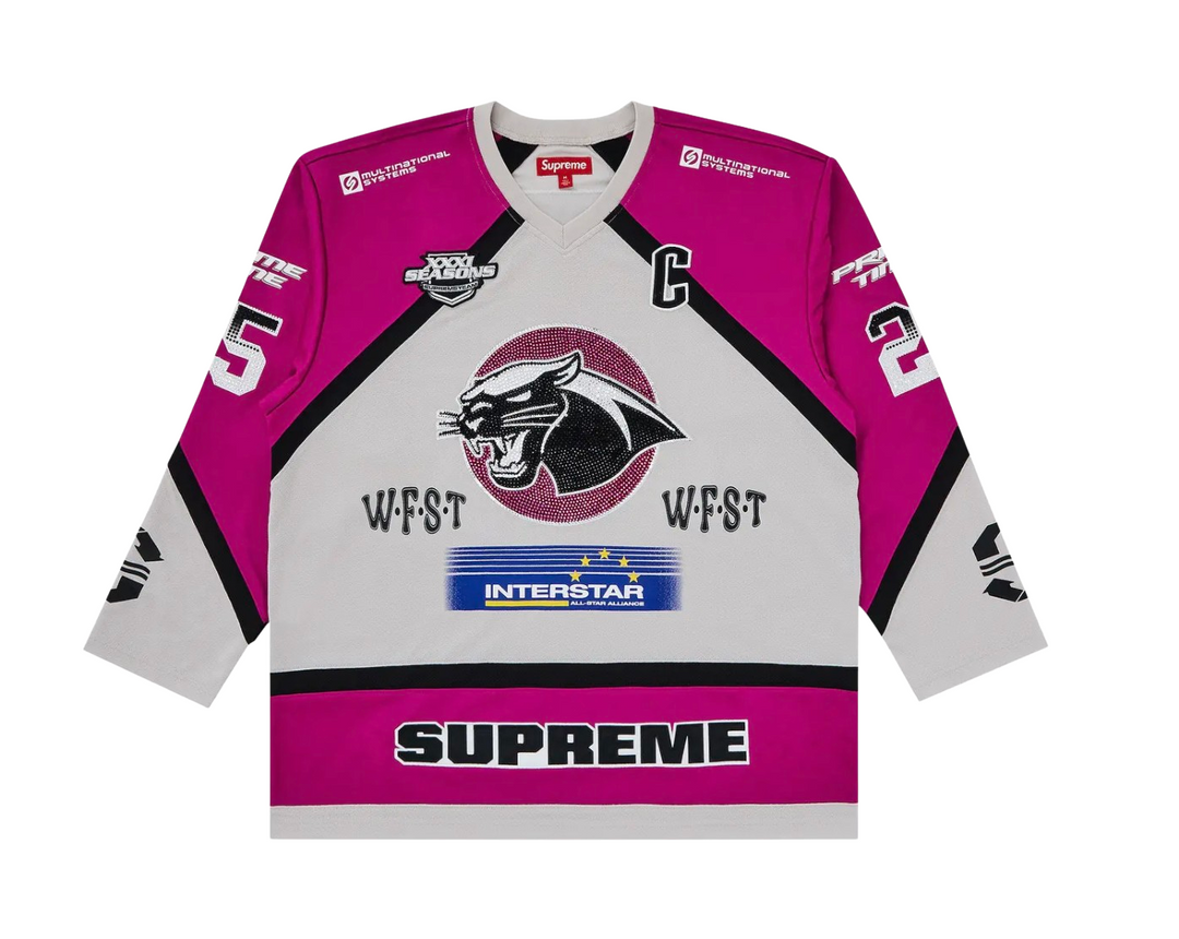 Supreme Rhinestone 'Light Grey' Hockey Jersey