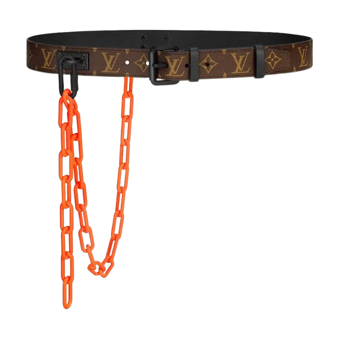 Louis Vuitton 'Brown/Orange Chain' Signature Monogram 35mm Belt