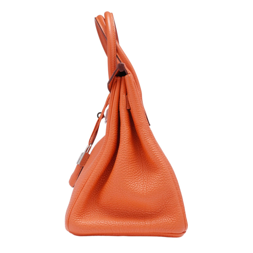 Hermès 'Orange' Palladium Hardware Birkin 30 Bag