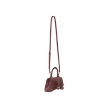 Balenciaga Hourglass S 'Crocodile Embossed Calfskin' Burgundy Dark Red Gold Hardware Handbag