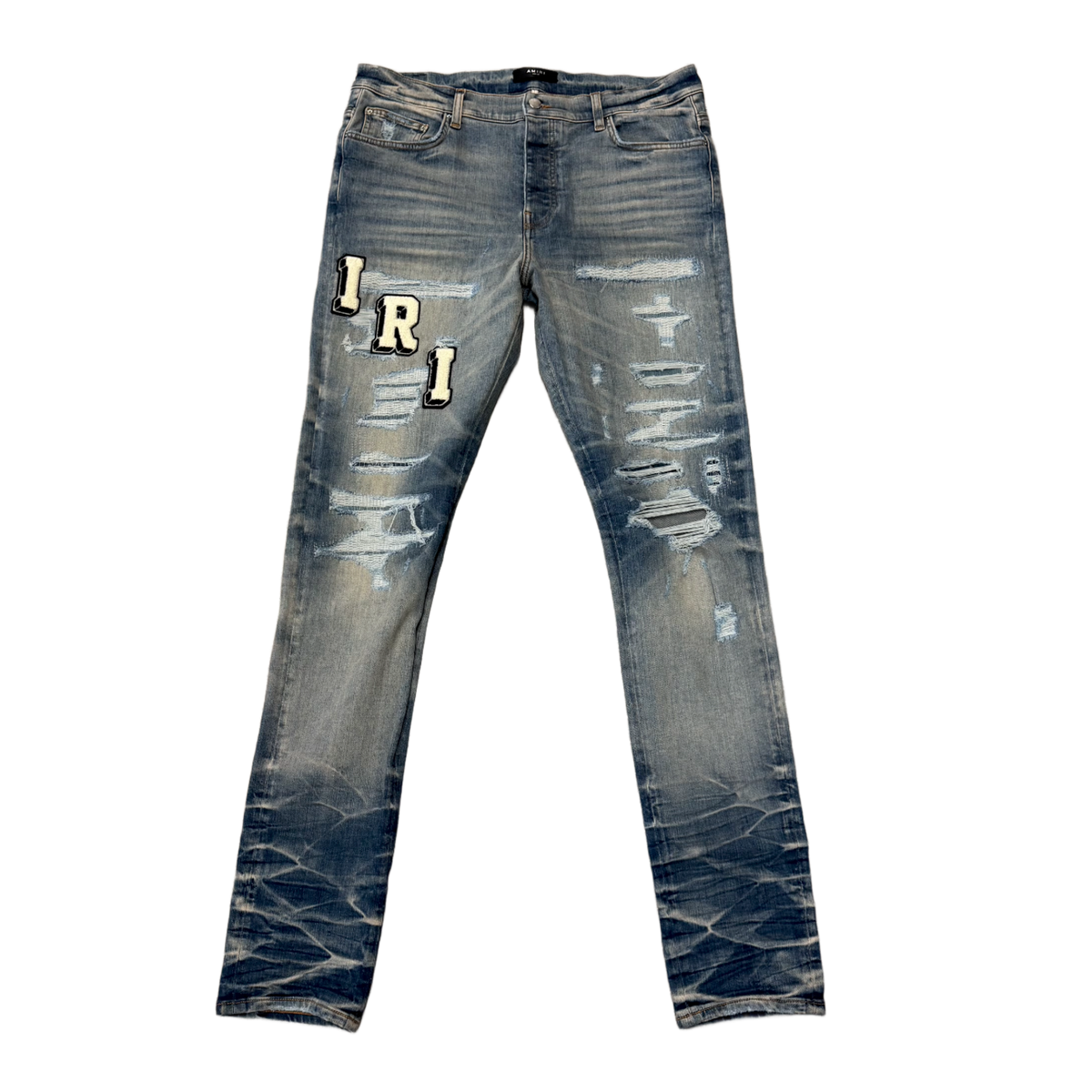 Amiri 'Varsity' Distressed Blue Jeans