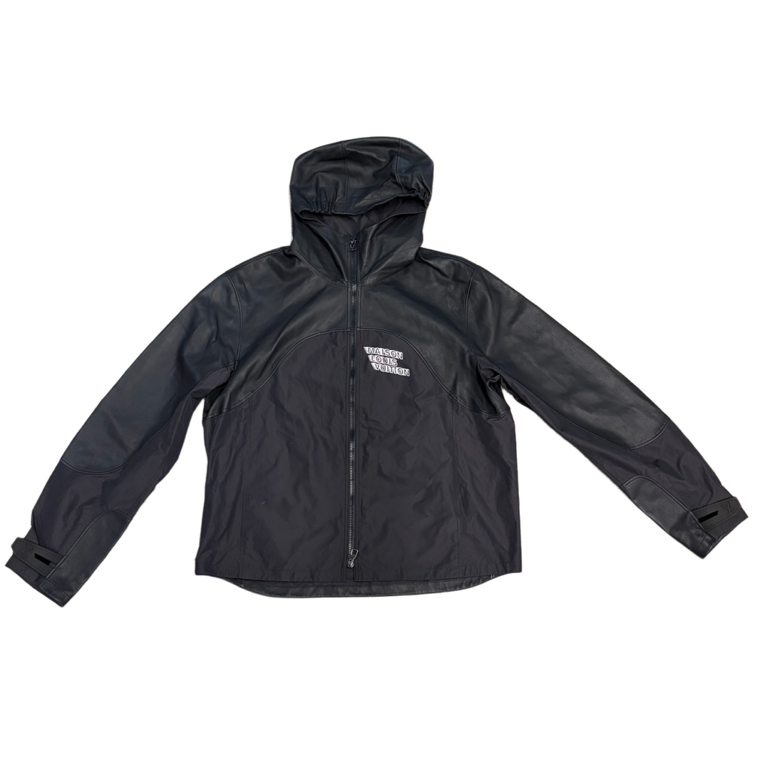 Louis Vuitton 'Black' Maison Leather Trimmed Hooded Jacket