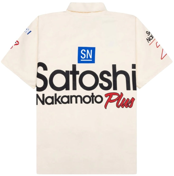 Satoshi Nakamoto 'Days of Thunder' Quarter-Zip Cream Mechanic Shirt